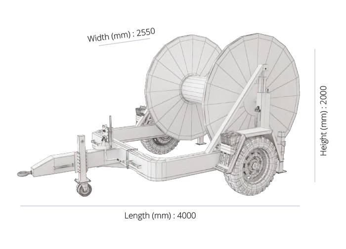 Hydraulic Cable Drum Trailers 7 tons technical drawing Hydraulic Cable Drum Trailers 7 tons technical drawing